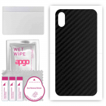 apgo Protective Skin Sticker for the back compatible with Apple iPhone XS, Wrap Film, Foil, Vinyl - Pattern Carbon Black