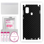 apgo Protective Skin Sticker for the back+sides compatible with Samsung Galaxy M21, Full Wrap Film, Foil, Vinyl - Pattern Carbon Black
