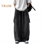 Unisex teksad Laiad s&auml;&auml;r Sirged Retro pestud k&uuml;ljetaskud High Street Hip Hop Pingutusn&ouml;&ouml;r Elastne V&ouml;&ouml;koht &Uuml;hev&auml;rvilised T&auml;navar&otilde;ivad Pikad P&uuml;ksid Bloomers M sinine
