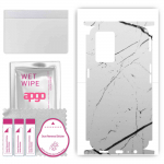 apgo Protective Skin Sticker for the back+sides compatible with Oppo K9 5G, Full Wrap Film, Foil, Vinyl - Pattern White Marble