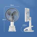 Kaasaskantav ventilaator USB laetav 3 kiirust juhtmevaba elektriline ventilaator k&auml;eshoitav ventilaator klambriga tsirkulaator jahutusventilaator telkimiseks lauaarvuti kontor