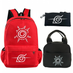 3 tk/komplekt Anime Naruto Prinditud Seljakott Koolikott L&otilde;unakotiga Pinaliga Teismeline Lapsed T&uuml;druk Poiss Koolikott Seljakott