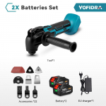 Yofidra V&otilde;nkuv multifunktsionaalne t&ouml;&ouml;riist 6 k&auml;iguga, muutuva juhtmeta puidut&ouml;&ouml;tlemise trimmer l&otilde;ikeriistad Makita 18v aku jaoks 2x 128VF Battery -EU Plug