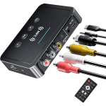 NFC Bluetooth 5.0 saatja-vastuv&otilde;tja, 3-&uuml;hes Bluetooth-heliadapter 3,5 mm AUX/RCA stereos&uuml;steemile k&otilde;larite, teleri, arvutite ja autode teleriraadiote jaoks 9.2*6.5*2cm must