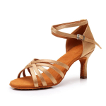 Naiste ladina tantsukingad Punased Daamide Professionaalsed Ballisaali Salsa Tantsukingad T&uuml;drukute Pehme Tallaga Sandaalid K&otilde;rge Konts 5cm/7cm 40 brown