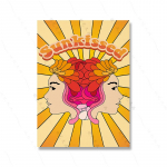 70ndate v&auml;rviline lilleline vikerkaar Trippy Hippie seinakunsti plakat Prindi Retro lilleline lapse stiil l&otilde;uendimaal Elutoa kodukaunistus 21x30cm No Framed