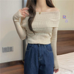 Elegantne pikkade varrukatega naiste sviiter &otilde;lgadest lahti kootud topid, s&uuml;gisene vabaaja &otilde;hukesed kampsunid One Size valge