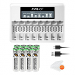 PALO uus laetav aku AA/AAA 1,5 V Li-ion 3500mWh/1300mWh koos laadimise n&auml;idiktulega 1Charger+8AA