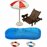 Nukumaja Mini Ujumisbassein Miniatuurne Rannatooli Komplekt Dekoratsioonid Suvi Nukumaja Tarvikud Mini Nukumaja M&ouml;&ouml;bel M&auml;nguasi Kingitus Lastele 20*9*2cm punane/sinine