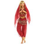 Naiste India k&otilde;hutantsukomplektid, r&otilde;ivad, 4 tk, puhvis varrukad Topid haaremip&uuml;ksid, puusall One Size valge