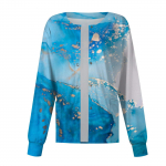 Naiste pikkade varrukatega mustriga tasku t&ouml;&ouml;tav p&uuml;stkrae &Uuml;herealine kaitsekombinesoon kardigan jakk top XXL sinine