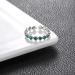 S925 t&auml;isringikujuline ristikheina s&otilde;rmus naistele, erihuvi Hele luksus, k&otilde;rgekvaliteediline h&otilde;bedane avatud s&otilde;rmus, moodne retro Opening is adjustable