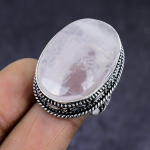 Rose Quartz Gemstone handmade 925 Sterling Silver gift Jewelry Ring Size 7 K3N86