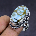 Copper Larimar Gemstone 925 Sterling Silver gift Jewelry Ring Size 8 z3G40