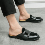 Meeste Sussid Mules Loafers Rohelised Lakknahast Klotsid Suvised Kleidi-Munkade Kingad Mustad Vabaaja Tagantlahtised Poolsaapad Peokingad 38
