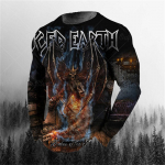 3D-printimine O-kaelusega pikad varrukad Plus Size T-s&auml;rk Meeste riided Retro meeste pikkade varrukatega T-s&auml;rk Skull Long T-s&auml;rk Meeste T&auml;nav M