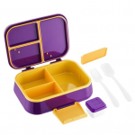 Bento l&otilde;unakarp kastmekarbiga, kahvli ja lusikaga, 3-sektsiooniline l&otilde;unas&ouml;&ouml;gikonteiner, BPA-vaba, lapses&otilde;bralik suupiste punane