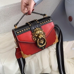 Vintage mini Crossbody kott, Lion Head Decor k&auml;ekott, punk stiilis neetdekooriga &otilde;lakott