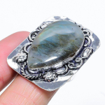 Natural Labradorite Gemstone Handmade 925 Sterling Silver Ring Size 10 m7t52