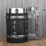 P&otilde;hjamaade Viking Rune Kruus Tankard Roostevabast Terasest Puidust Vaik 3D Norse Decor Kohv Lahe Gooti &Otilde;lu Tankard Stein Cup Kruusid 600ml 501-600ml