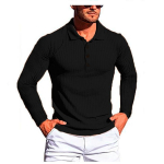 Meeste pikkade varrukatega T-s&auml;rk Jooksu Sport Fitness Riietus Suvine High Stretch Vertikaalne kampsun POLO s&auml;rk Slim Base s&auml;rk meeste S must