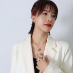 Br&auml;nd Prantsuse stiilis ni&scaron;idisain Titaanterasest plaaditud 18K kullaga Smaragd Tsirkoon ripats kaelakee Ehted Naised