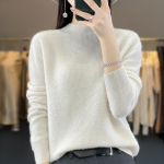 Naiste ka&scaron;miirist sviiter Qinghe ka&scaron;miir 30% ka&scaron;miir 70% vill s&uuml;gis-talvine ka&scaron;miir pullover pehme ja soe XL valge