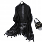 2024 uus s&uuml;gis- ja talv soe puuvillane ja linane &uuml;hev&auml;rviline sall pits &otilde;&otilde;nes tupsall mitmek&uuml;lgne sall 200*70cm