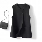 Luksuslik varrukateta vest naistele, elegantne ja salendav vest kevadeks M must