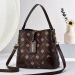 Uus tr&uuml;kitud &auml;mbrikott suure mahutavusega &otilde;la-s&otilde;numikott naistele, mitmek&uuml;lgne moekas naiste k&auml;ekott Length 23 Width 12 Height 22cm kohv