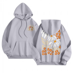 Naiste mood vabaaja pikkade varrukatega, tr&uuml;kitud &uuml;mmarguse kaelusega kapuutsiga taskutega s&auml;rk XL