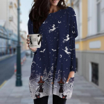 Naiste Black Cat Print Crew kaelaga kleit kevads&uuml;gisene suures suuruses taskukleit 8XL