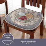 Kohandatud peene tikitud lilledega U-kujulised istmepadjad rihmadega Hiina stiilis puuvillane linane kontori kodu toolipadjad libisemiskindel t&otilde;mblukk 44x42cm (with straps)