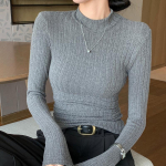 Slim Fit &otilde;huke kootud sviiter Basic Bottom sviiter s&uuml;gistalv poolk&otilde;rge kaelusega naiste pulloverid riided M must