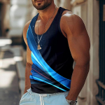 Meeste suvise surfi rannapaagiga vabaajaline hingav varrukateta topp lahtise tr&uuml;kiga XXXL sinine