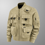 Bomber Jope Meeste mitme kotiga jope Ameerika pesapallis&auml;rk Funktsionaalne kolmekindla jope t&ouml;&ouml;riistadega top 2XL khaki