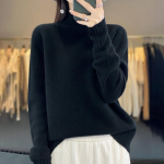 Naiste ka&scaron;miirist sviiter Qinghe ka&scaron;miir 30% ka&scaron;miir 70% vill Naiste s&uuml;gis- ja talvine ka&scaron;miirist pullover pehme ja soe M must