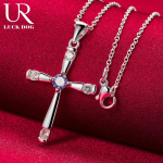 925 Sterling Risti tsirkoonist ripatsiga kaelakee Moodsad pulmaehted O-45CM