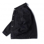 Meeste jakk Denim Retro Hip Hop Stiilis Lahtine &uuml;herealine pikkade varrukatega rev&auml;&auml;riga Mitu taskut Vabaaja t&auml;navar&otilde;ivad Suures suuruses meeste mantel XL must