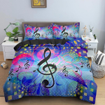 Muusika tekikate komplekt 3D-tr&uuml;kiga muusikam&auml;rgid Valge Must Tekikate Poistele T&uuml;drukutele Teismelistele Pol&uuml;ester Voodipesu komplekt King Queen Suurus 135x200cm 2pcs