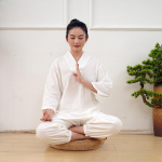 Meeste ja naiste jooga riided Meditatsiooniriided Kolmveerand varrukatega Slub Puuvillane ja lina Zen Hanfu meditatsiooniriiete komplekt L valge