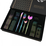 Luksuslik kinkekarbi lauan&otilde;ud 24 tk peegel-n&otilde;ukomplekt roostevabast terasest s&ouml;&ouml;giriistad nuga kahvel lusikas s&ouml;&ouml;giriistade komplekt Western Luxury kinkekarbi lauan&otilde;ud