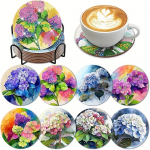 8 t&uuml;kki/komplekt teemantmaalitud tikitud palliga lillealuseid koos sulgudega DIY rannaalused algajatele ja t&auml;iskasvanutele, kunsti- ja k&auml;sit&ouml;&ouml;tarbed kingitused 8PCS/Set
