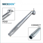 NICEDEN Dental 45 Degree High Speed Handpiece With LED Light 2 holes 4 holes E-generator Integrated Push Button Single Water Spray 2 hole without LED