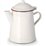 Cafeti&egrave;re - IBILI - 908501 - Acier emaill&eacute; - Blanc - 1 L - Liser&eacute; bordeaux