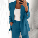 Naiste Fashion Lapel Slim Cardigan Temperament &uuml;likonna jope L tumesinine