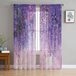 &Otilde;limaal Lilla Kunstiline Kontseptsioon &Otilde;hukesed Kardinad Elutuppa T&uuml;ll Akendele Voile L&otilde;ng L&uuml;hikesed Magamistoa Kardinad W135 x H114cm