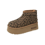 Leopard platvormiga naiste lumep&otilde;lvikud Disainerkorterid Vabaajajalatsid L&uuml;hikarvalised puuvillased kingad 2024 Trend Soojad talvised Botas Mujer 37 leopardimustriline v&auml;rv