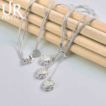 925 Sterling h&otilde;bedane kolme roosiga madude kett Kaelakee Moodne pulmaaksessuaar 45CM