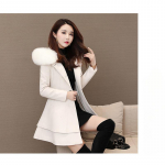 Keskmise pikkusega naiste villane mantel Nizi Coat S&uuml;gis ja talv Kontrastv&auml;rvi karvane krae Seelik M